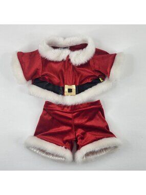 Build A Bear Santa Claus Suit Outfit Red Top Pants 2 piece Christmas BABW